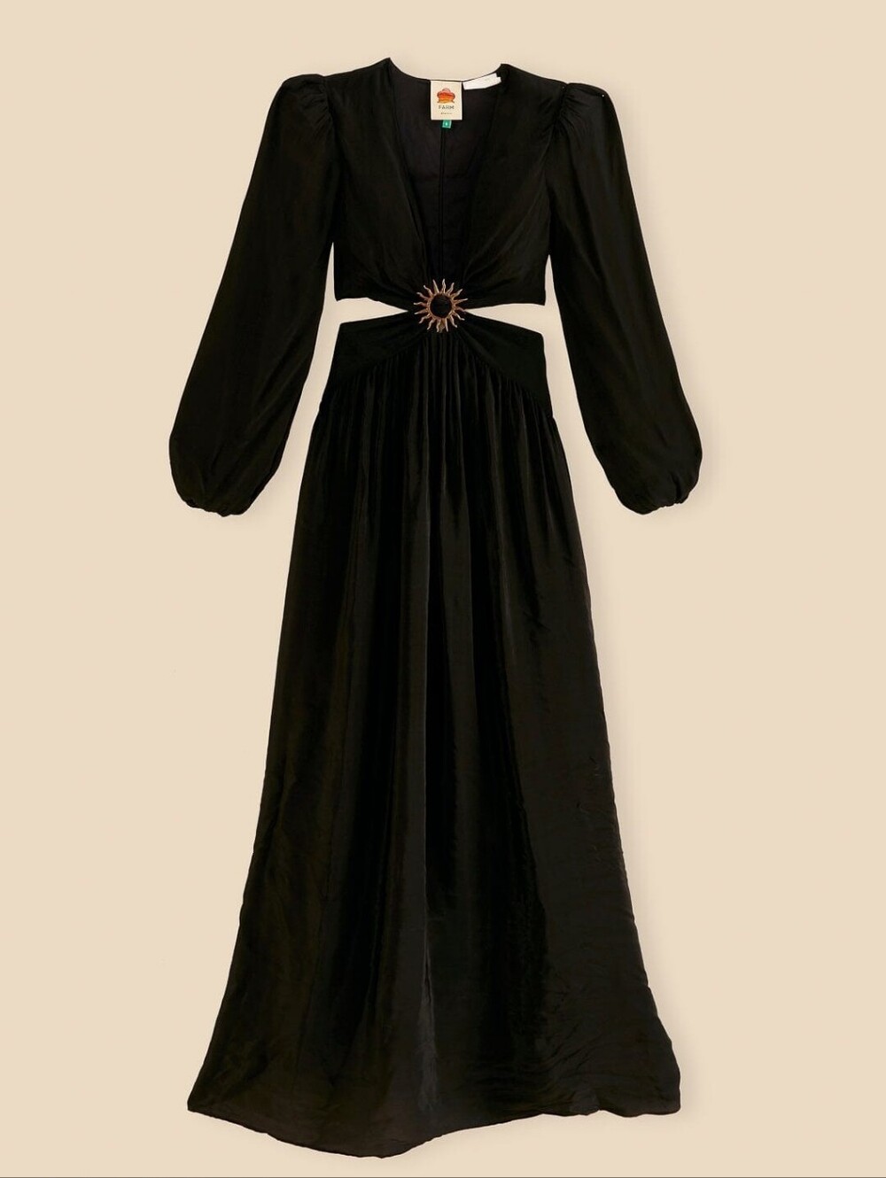 NWT FARM Rio Black Cut Out Long Sleeve Maxi Dress With Sun Size Medium - Picture 8 of 8